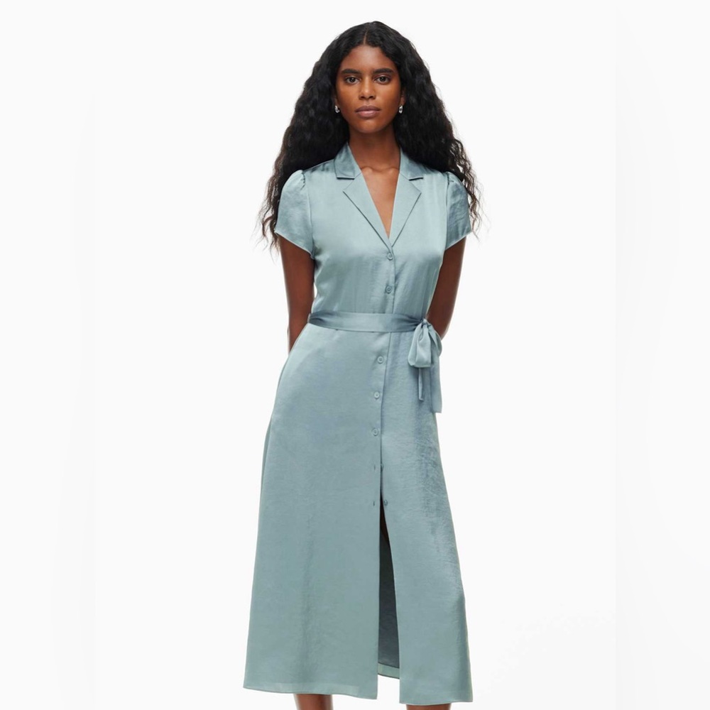 Aritzia Wilfred Satin Shirt Dress